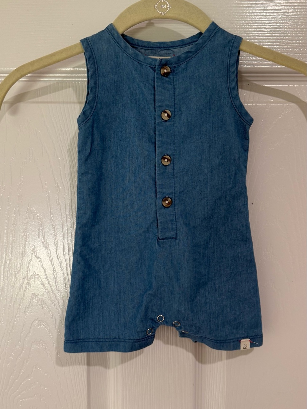 Denim Blue Sleeveless Baby Romper